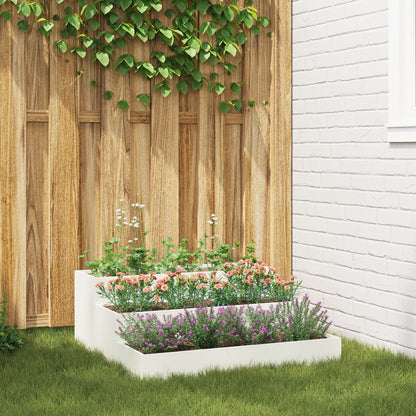 Tuin Plantenbak 3-Laags Te Staal 90 x 90 x 35 cm Wit