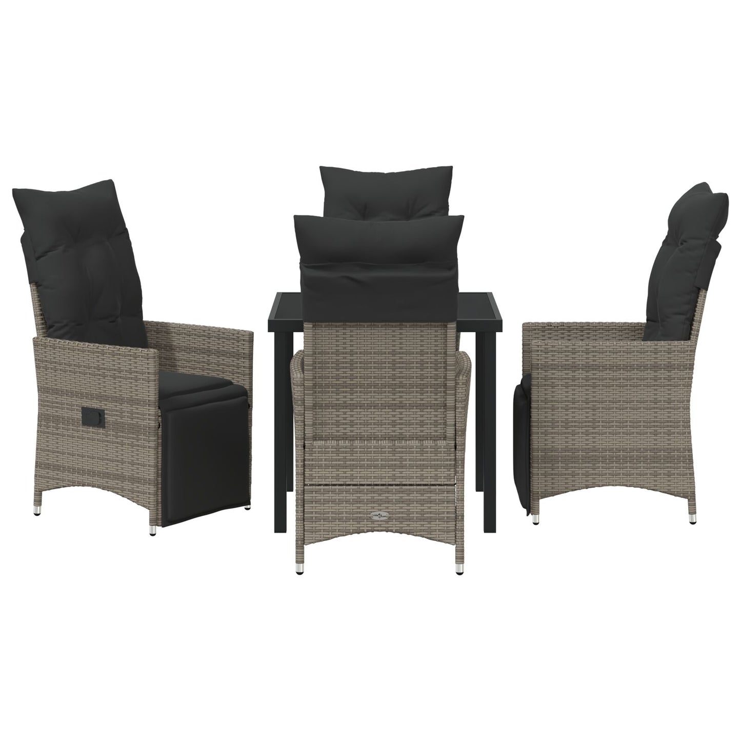 5-Delig Tuin Eetset Met Kussens Grijs Poly Rattan