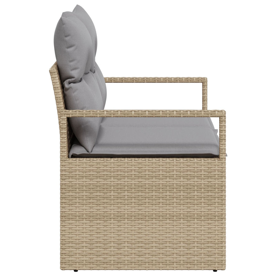 2-Zits Tuinsofa Met Kussens Poly Rattan Beige en Grijs zonder opslag