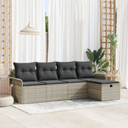 Tuinbankenset poly rattan lichtgrijs 5-delig