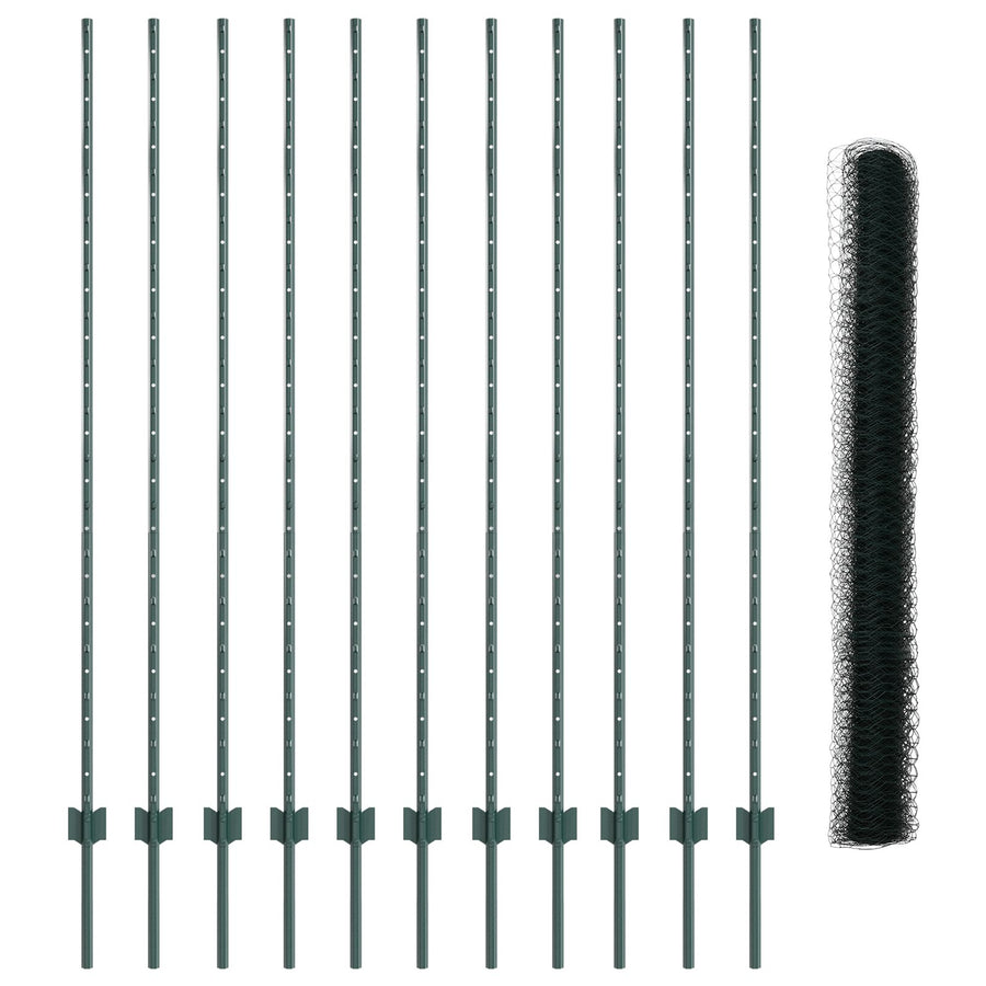 Tuinhek Set Set van 2 Groen Metaal, Kunststof 25 x 1.5 m