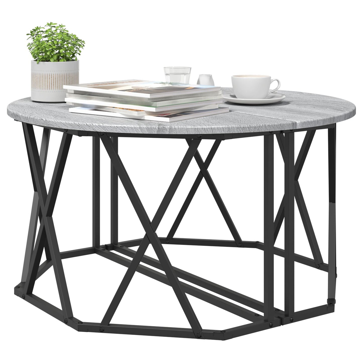 Salontafel 80X80X42 Cm Gelaagd Hout Grijs sonoma