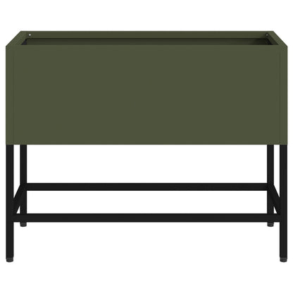 Verhoogde Tuinbak Olijfgroen Staal Olijf groen 60 x 26 x 45 cm