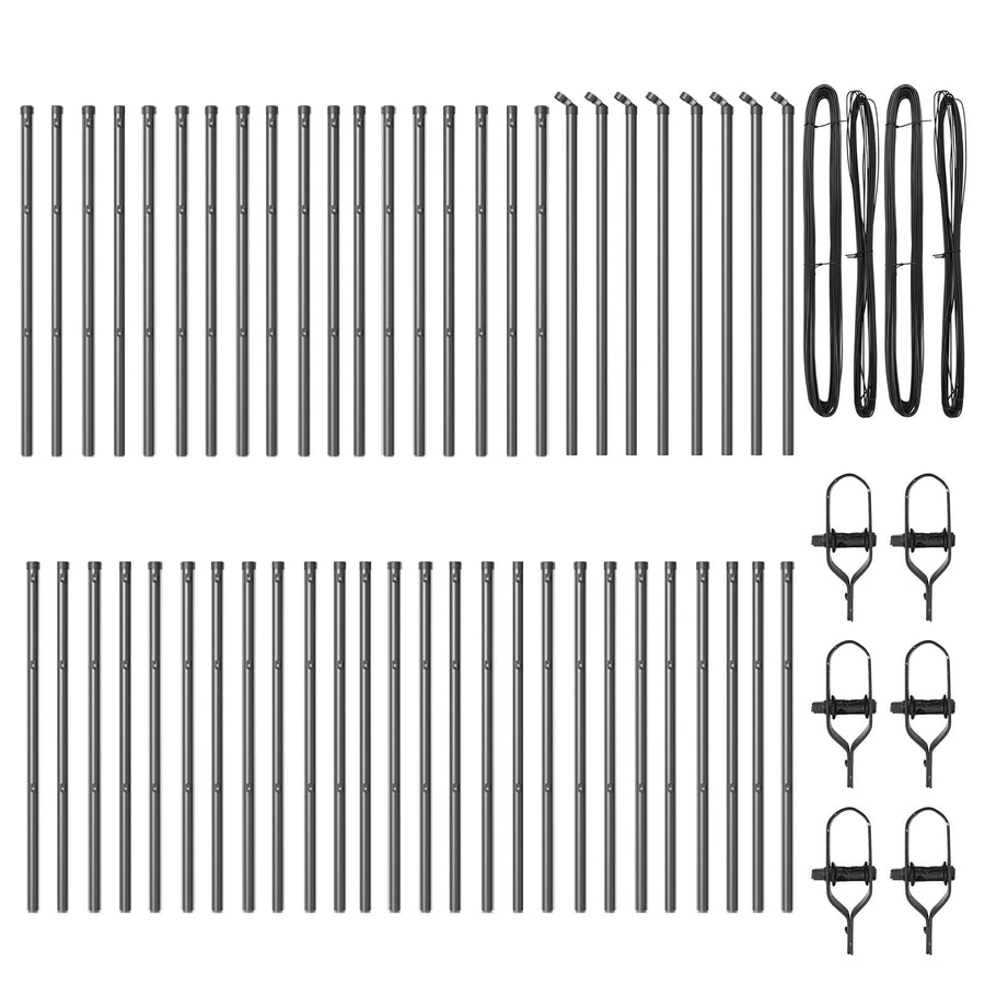 Fence Posts 52 Stuks Ø32 Mm Gegalvaniseerd Staal Grijs 120 cm 52x paal