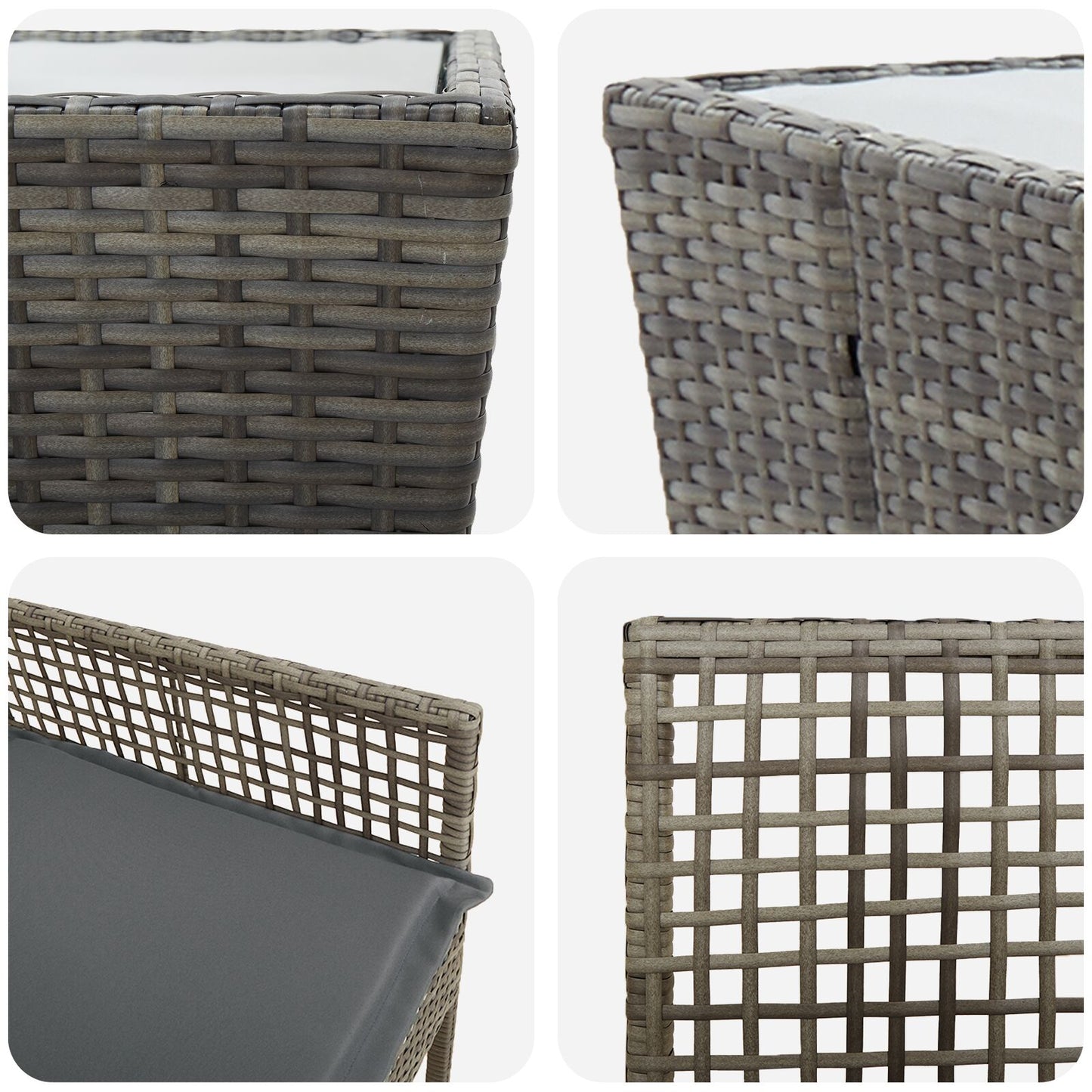 3-Delige Bistro Set Voor De Tuin Met Kussens Grijs Poly Rattan
