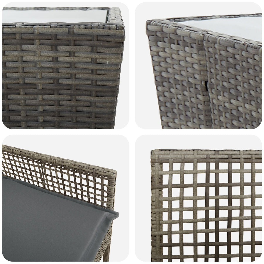 3-Delige Bistro Set Voor De Tuin Met Kussens Grijs Poly Rattan