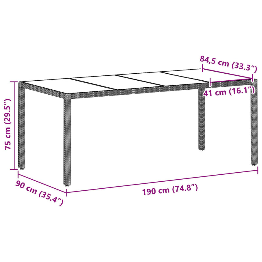9-Delige Tuin Eetset Lichtgrijs Poly Rattan