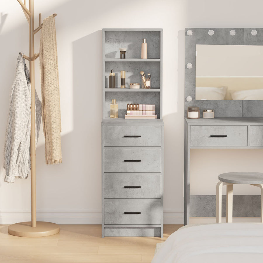 Highboard Betonnen Grijs 40X41X135 Cm Engineered Wood Beton grijs