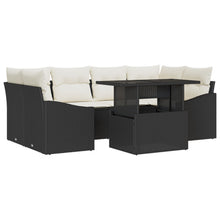 7-Delige Tuinsofa Set Met Kussens Zwart Pe Rattan