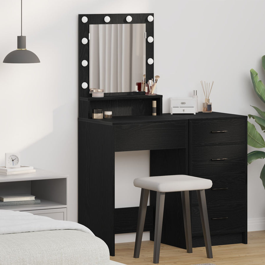 Kaptafel Met Led Verlichting Zwart eiken 50 x 41 x 135 cm
