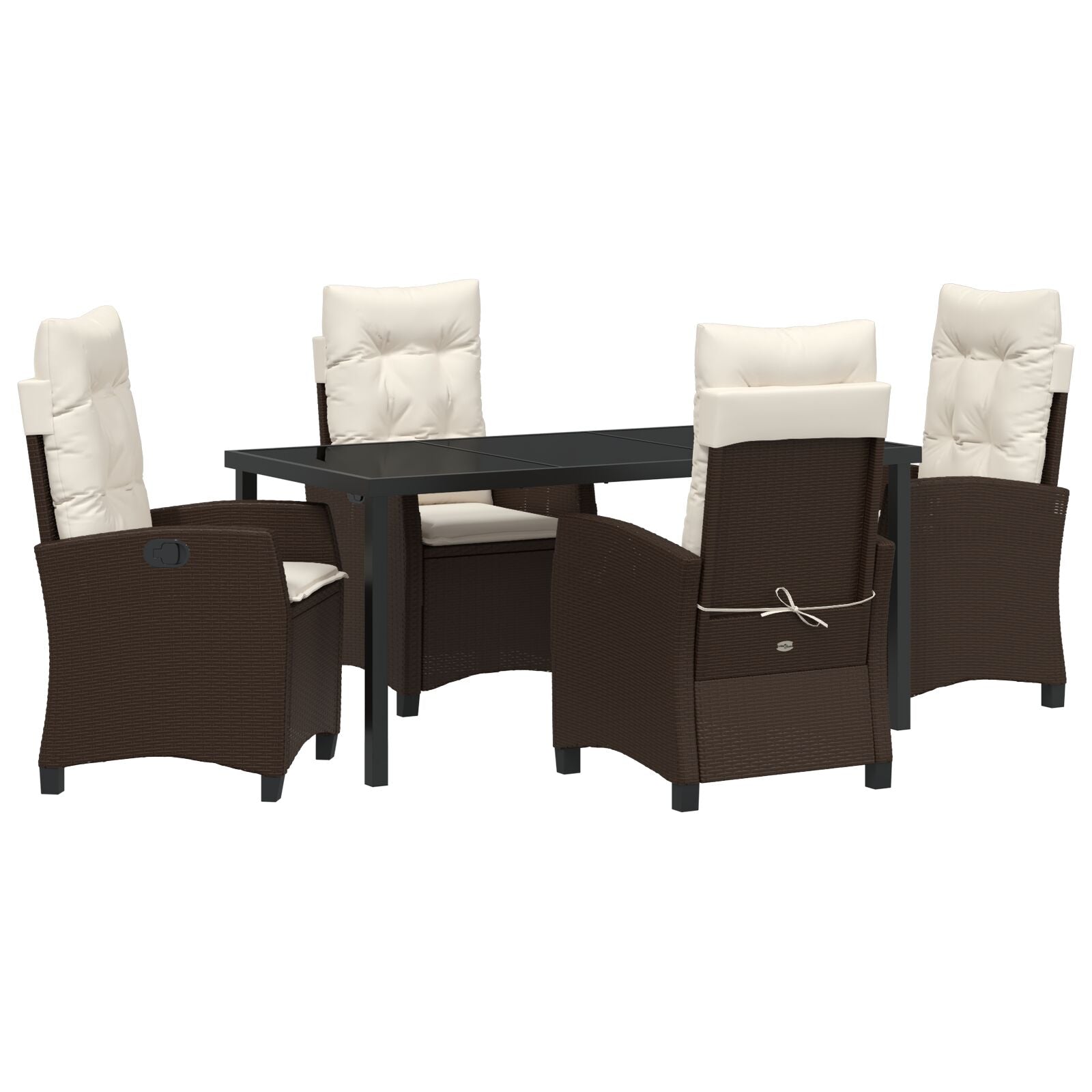 5-Delige Tuinset Met Kussens Bruin Poly Rattan