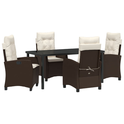 5-Delige Tuinset Met Kussens Bruin Poly Rattan