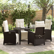 Tuinstoelenset 4 personen polyrattan bruin