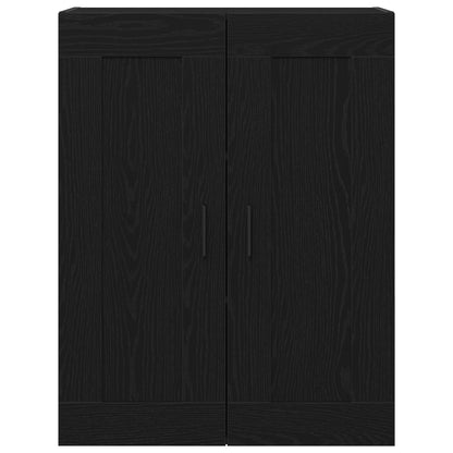 Wandkast Zwart Eiken 69,5X34X90 Cm Bewerkt Hout