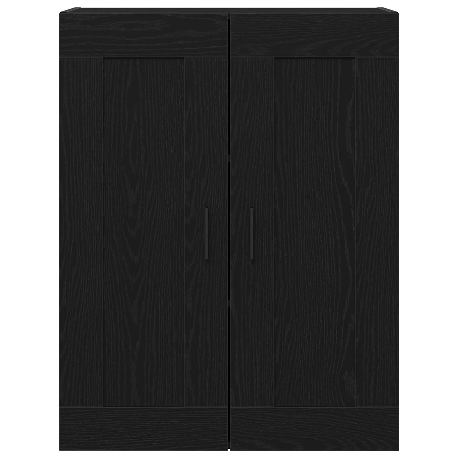 Wandkast Zwart Eiken 69,5X34X90 Cm Bewerkt Hout