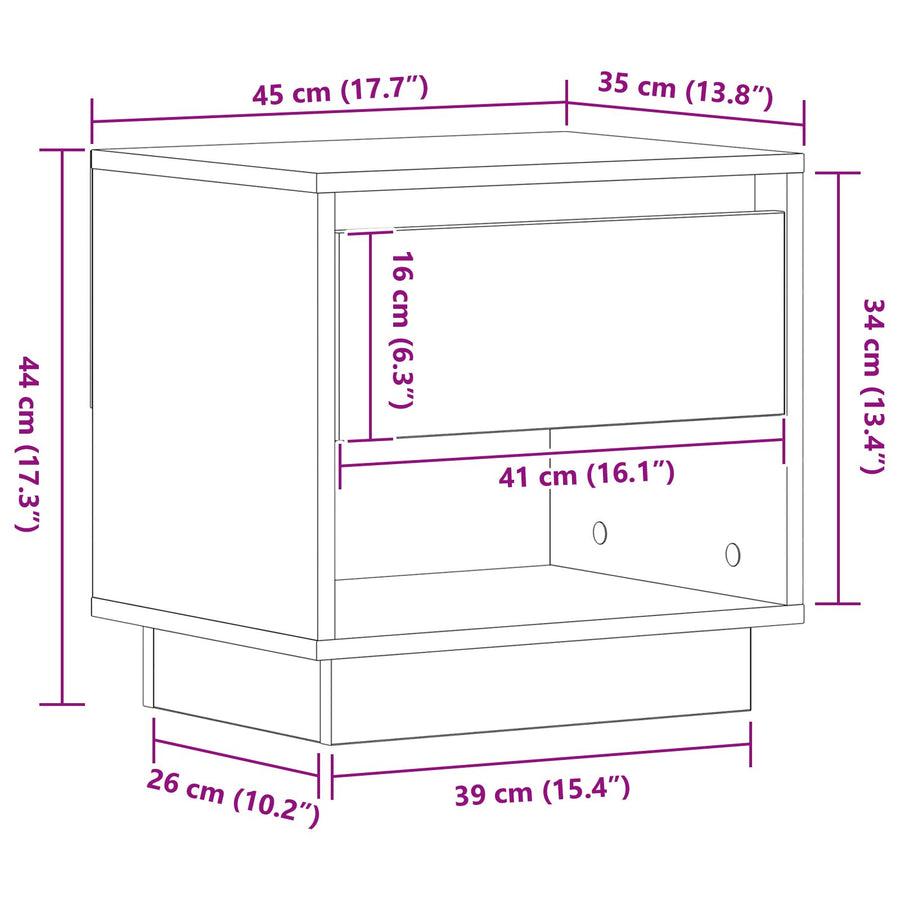Nachtkastje 2 Stuks Zwart Eiken 45X34X49 Cm Bewerkt Hout