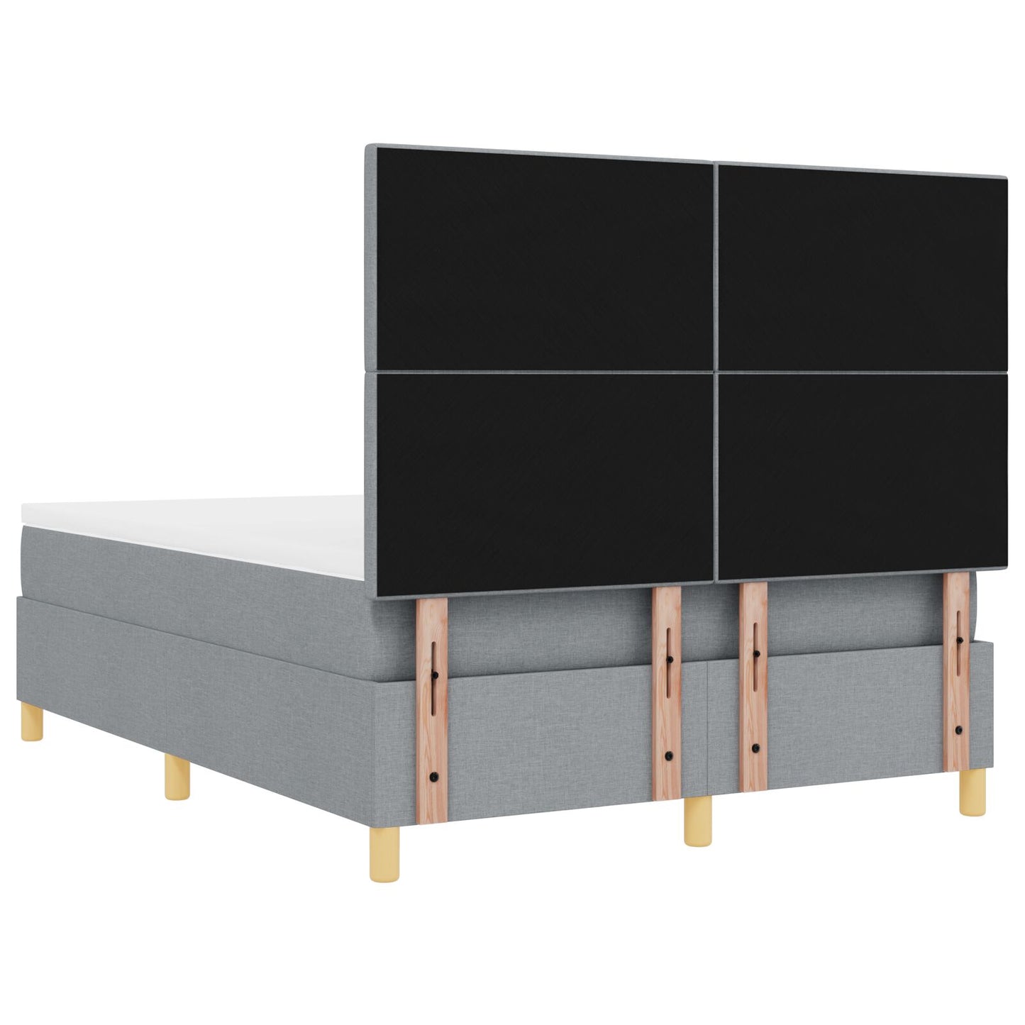 Boxspring Bed Met Matras Lichtgrijs 140X200 Cm Stof Blauw