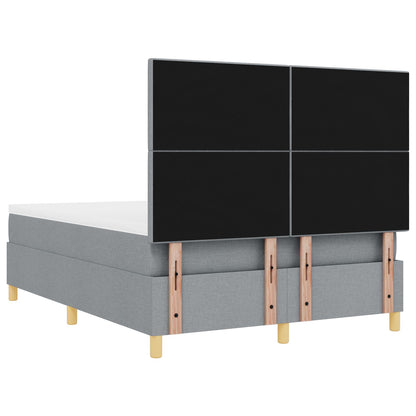 Boxspring Bed Met Matras Lichtgrijs 140X200 Cm Stof Blauw