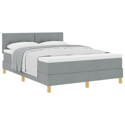Boxspring Bed Met Matras Stof Lichtgrijs 160 x 200 cm Knopen tufted