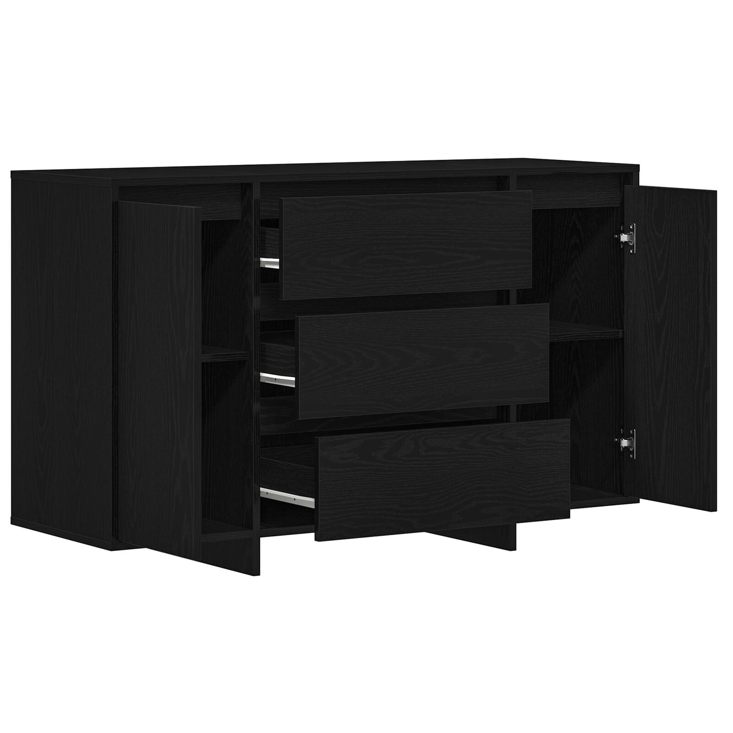 Sideboard Zwart Eiken Massief Eikenhout Zwart Eiken Sideboard