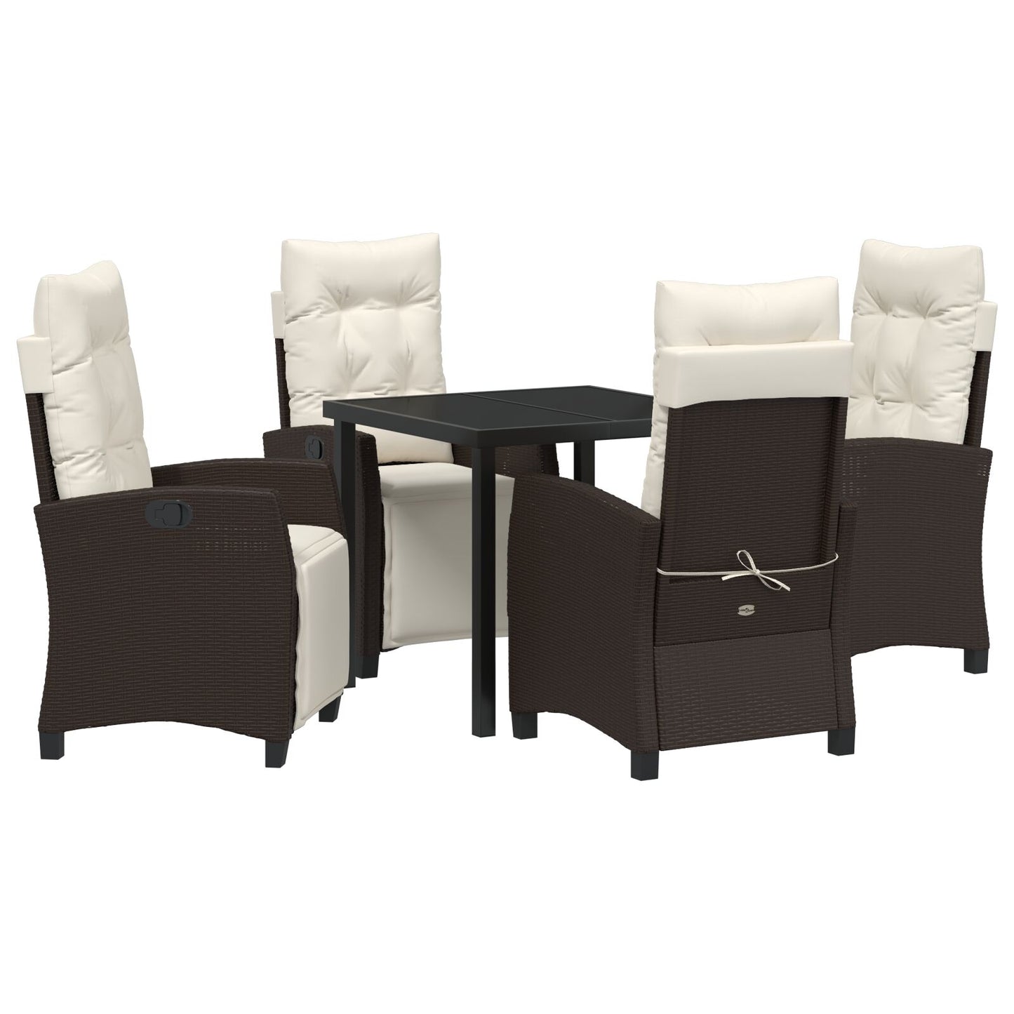 5-Delige Tuin Eetset Bruin Poly Rattan