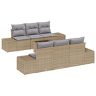Garden Sofa Set with Cushions 7 pcs Beige poly rattan