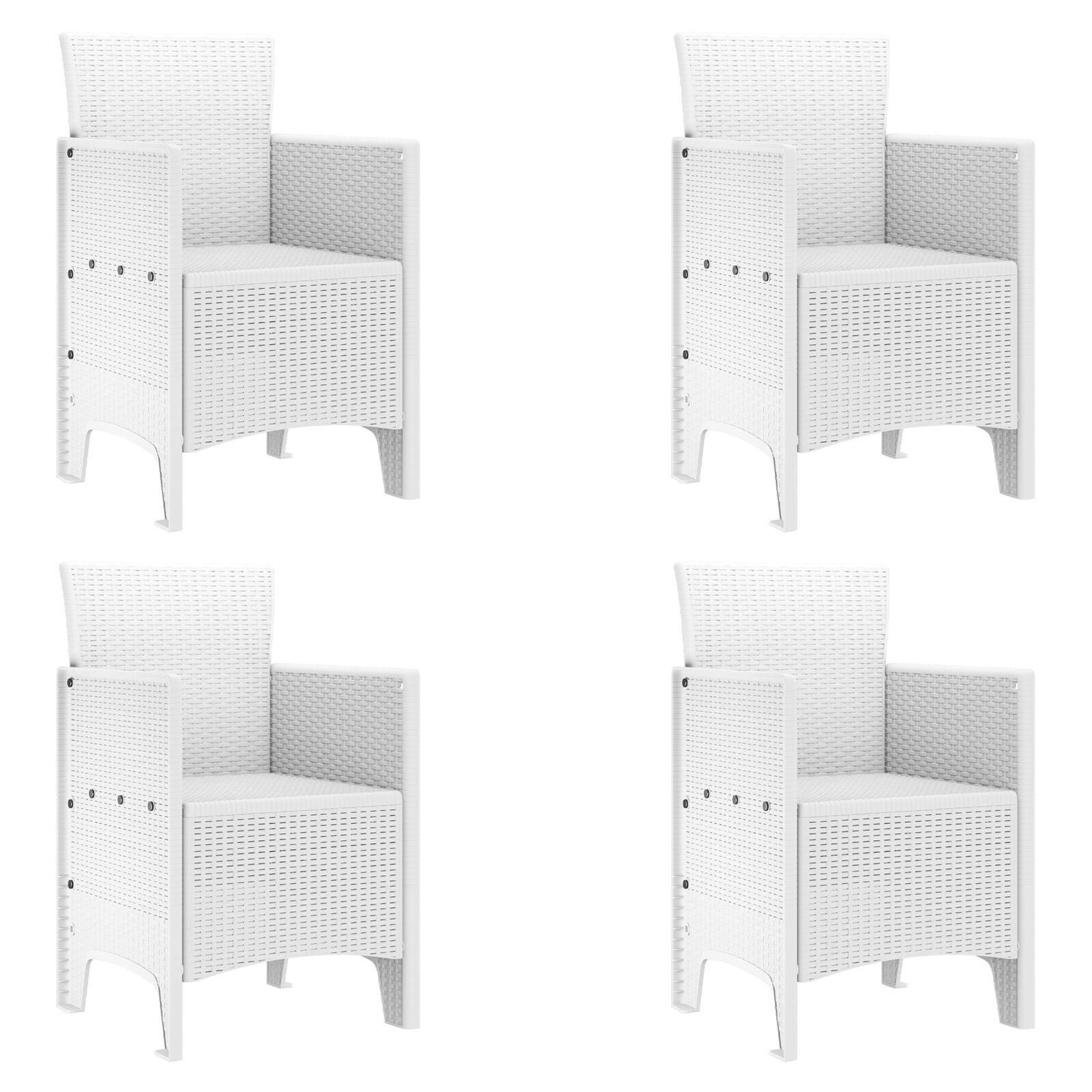 Tuinstoel Set Van 4 Poly Rattan Standaard Lichtgewicht zonder kussen Wit