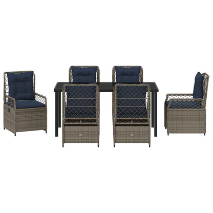 7-Delig Tuin Eetset Grijs Poly Rattan