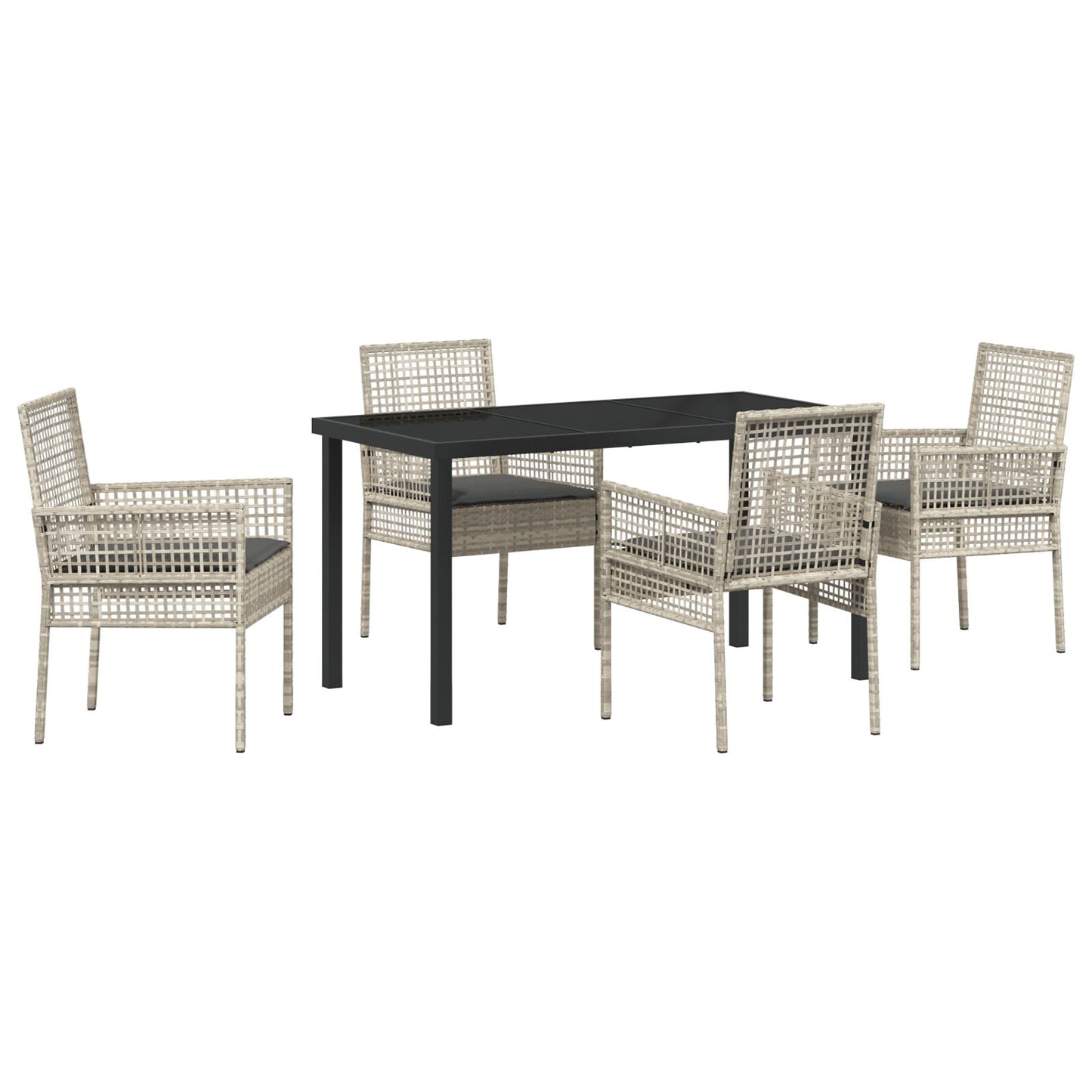 5-Delige Tuin Eettafel Set Met Kussens Lichtgrijs Poly Rattan