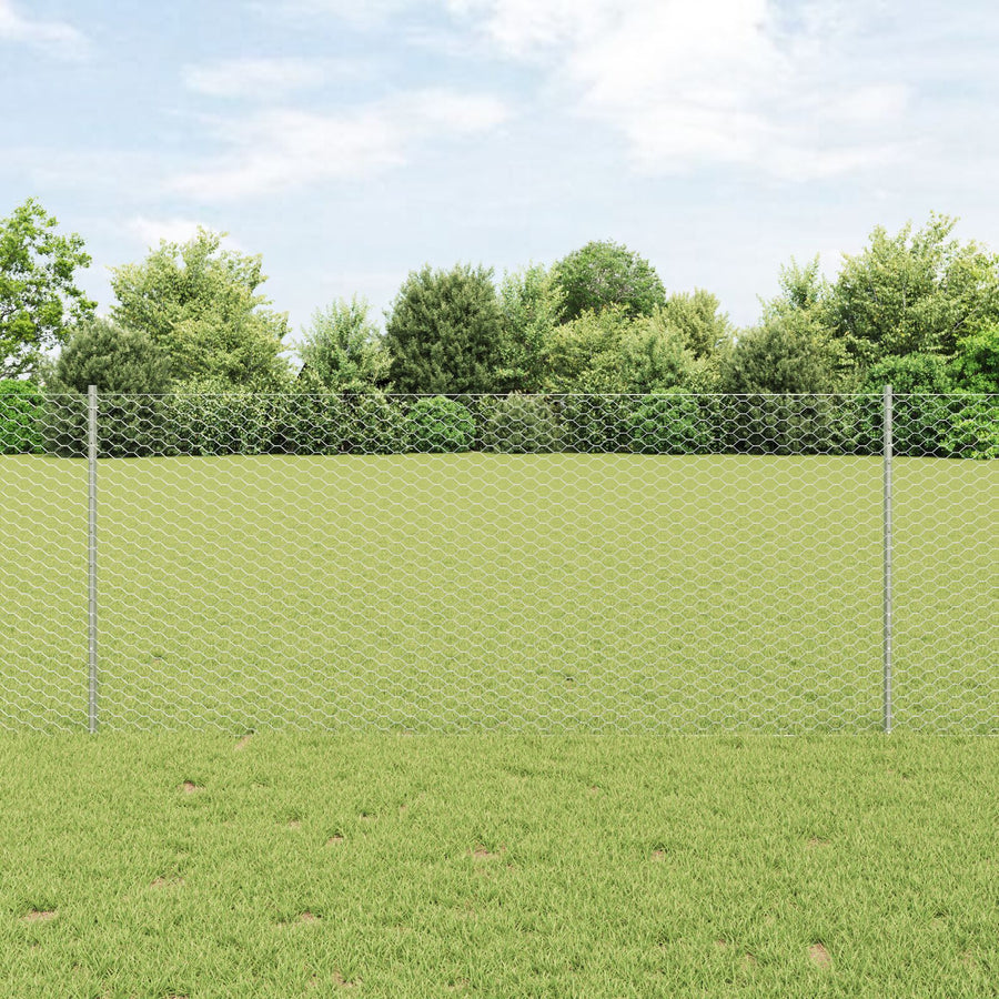 Zeshoekige Omheining Met 22 U Palen Zilver 1X25 M Staal