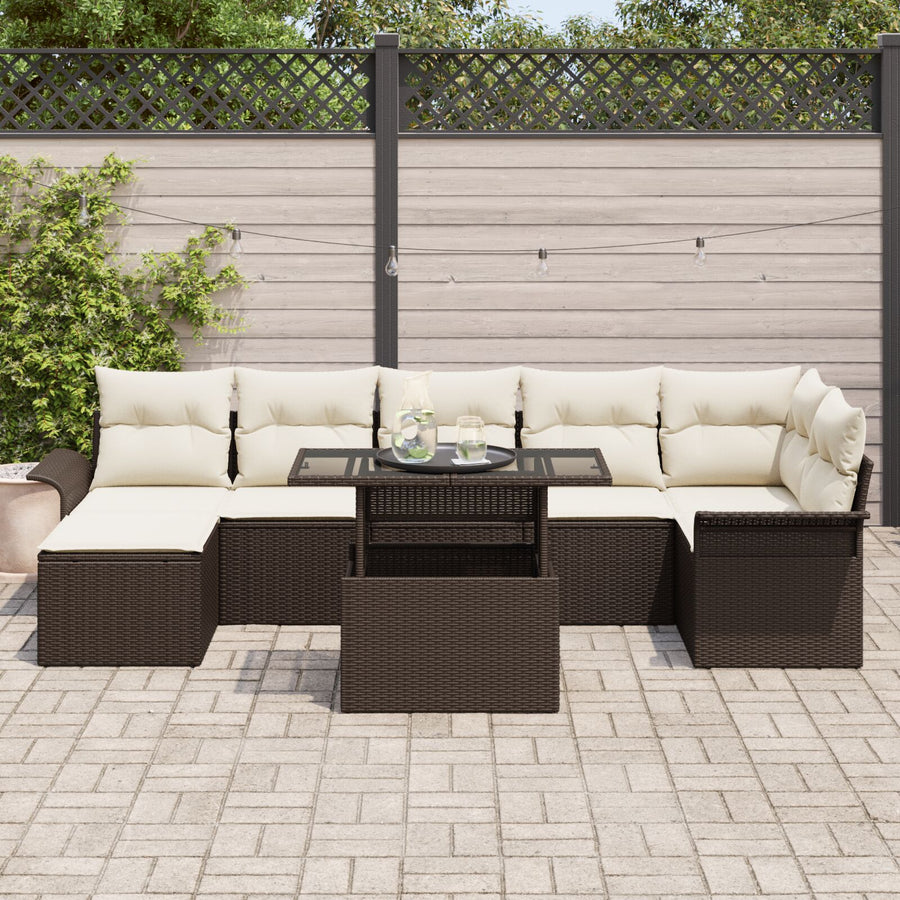 8-Delige Tuinsofa Set Met Kussens Bruin Poly Rattan