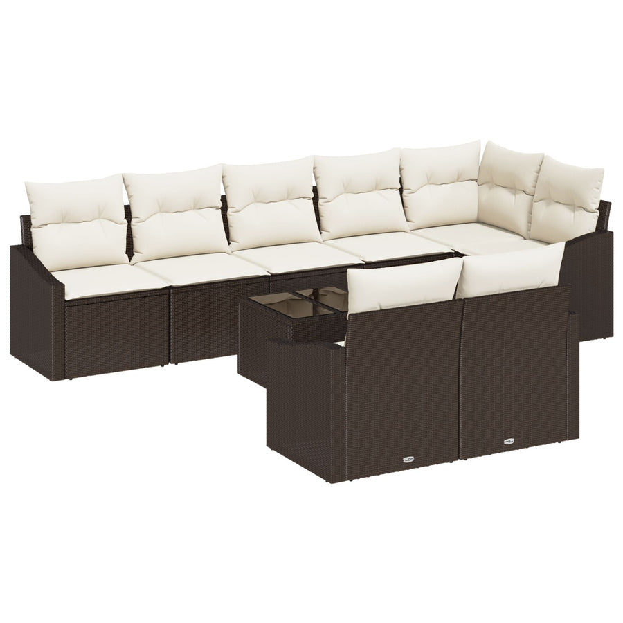 Tuin Sofa Set Set Van 9 Beige, Bruin Poly Rattan, Polyester