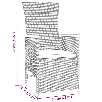 5-Delig Tuin Eetset Met Kussens Grijs Poly Rattan