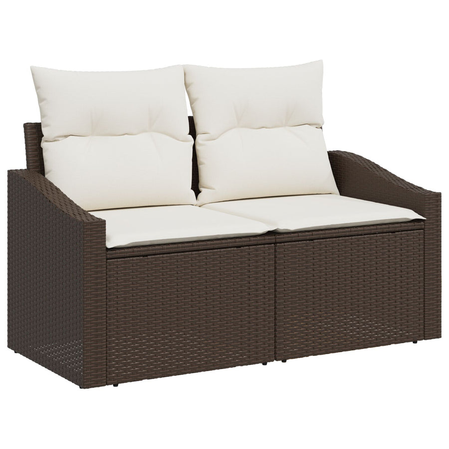 7-Delige Tuin Sofa Set Met Kussens Bruin Poly Rattan