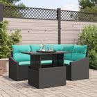 Garden Sofa Set with Cushions and Storage 6 pcs Black and Cream