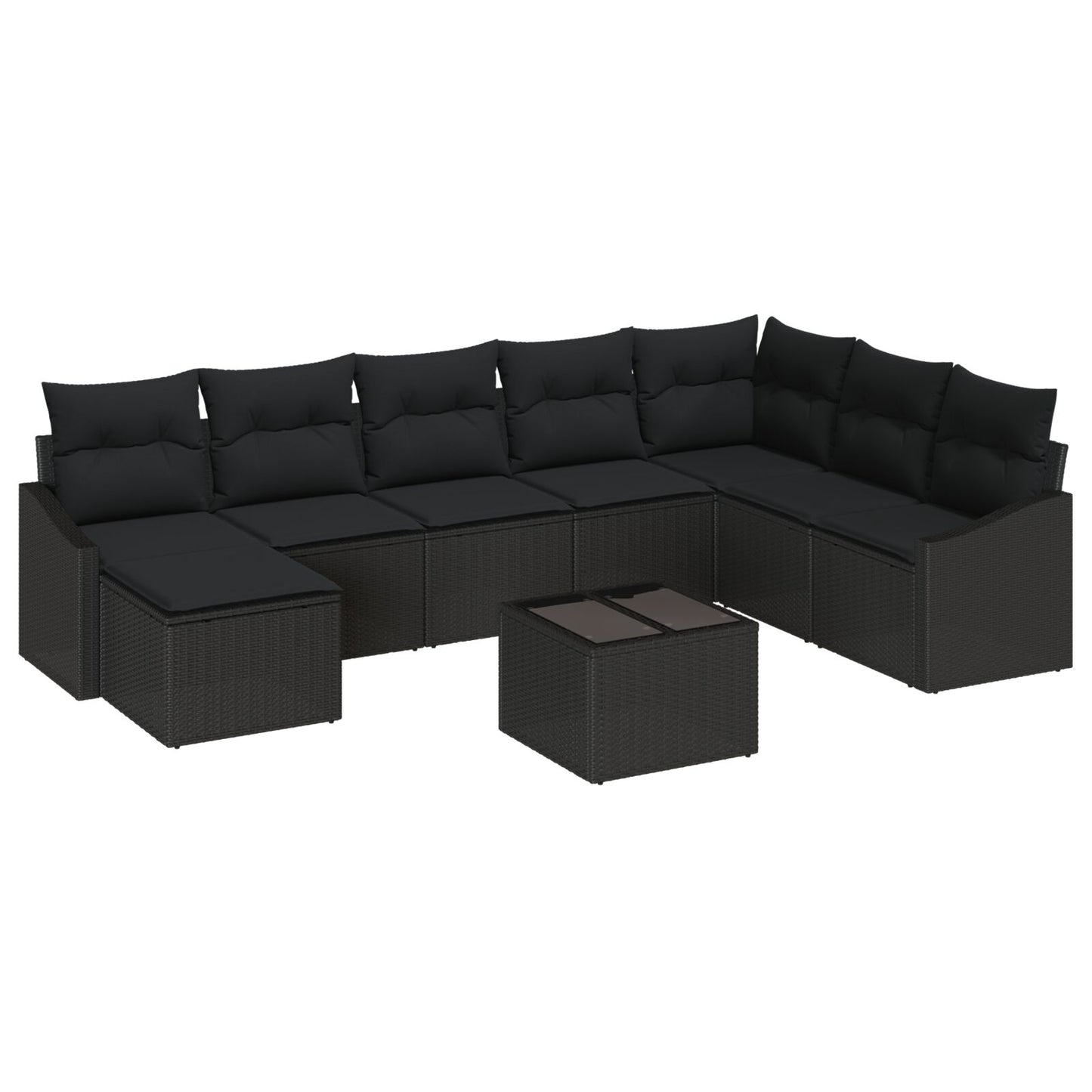 9-Delige Tuin Eetset Met Kussens Beige Poly Rieten