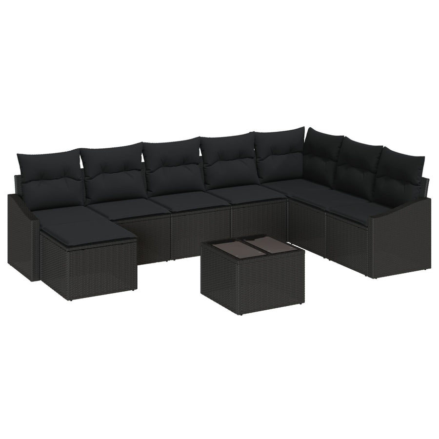 9-Delige Tuin Eetset Met Kussens Beige Poly Rieten