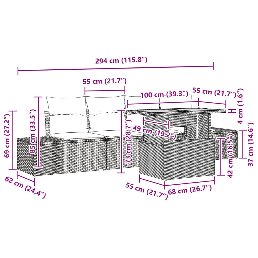 Tuinbank Set Set Van 5 Zwart En Crème