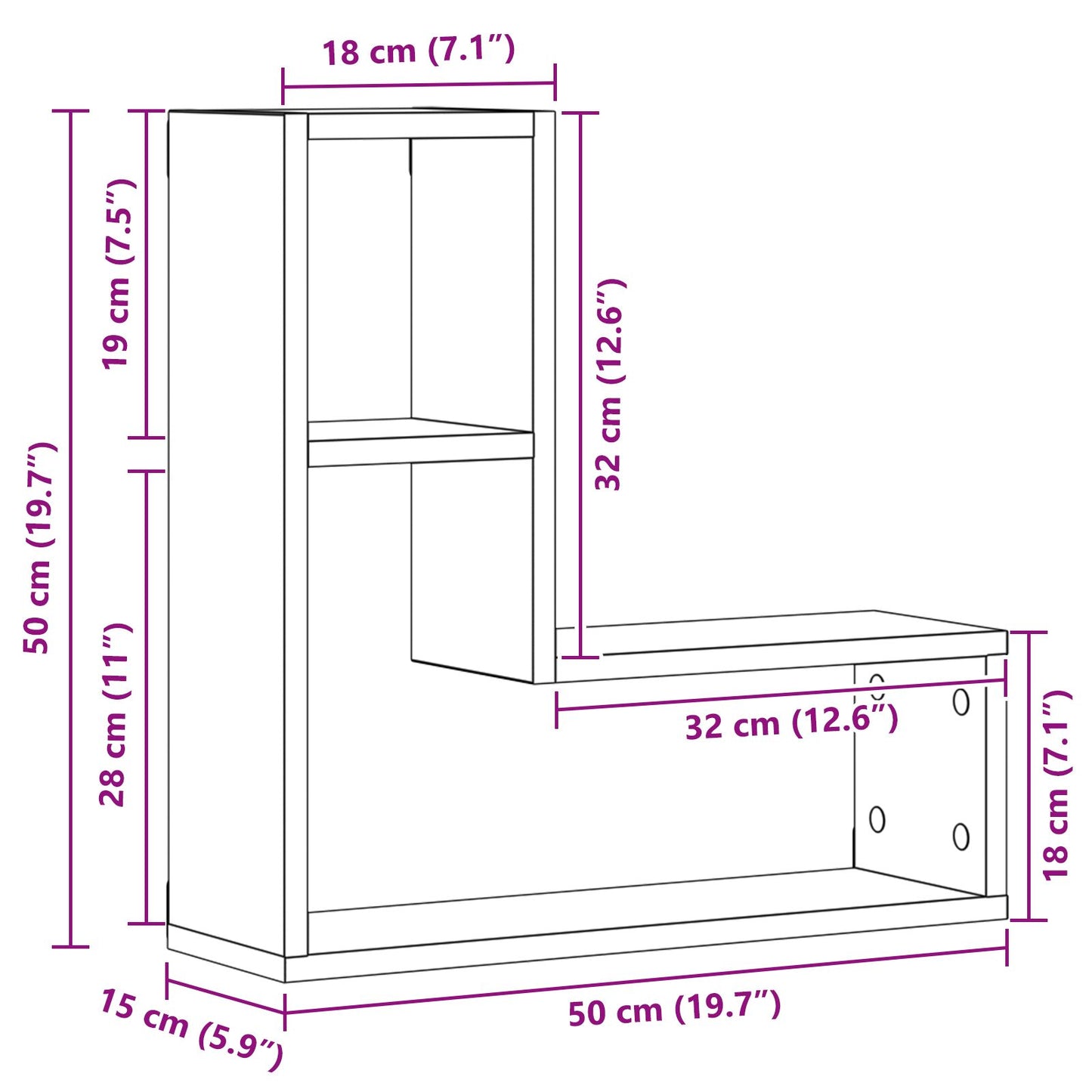 Wandplanken Set Van 2 Zwart Eiken 50X15X85 Cm Houtvezel