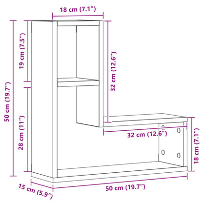 Wandplanken Set Van 2 Zwart Eiken 50X15X85 Cm Houtvezel
