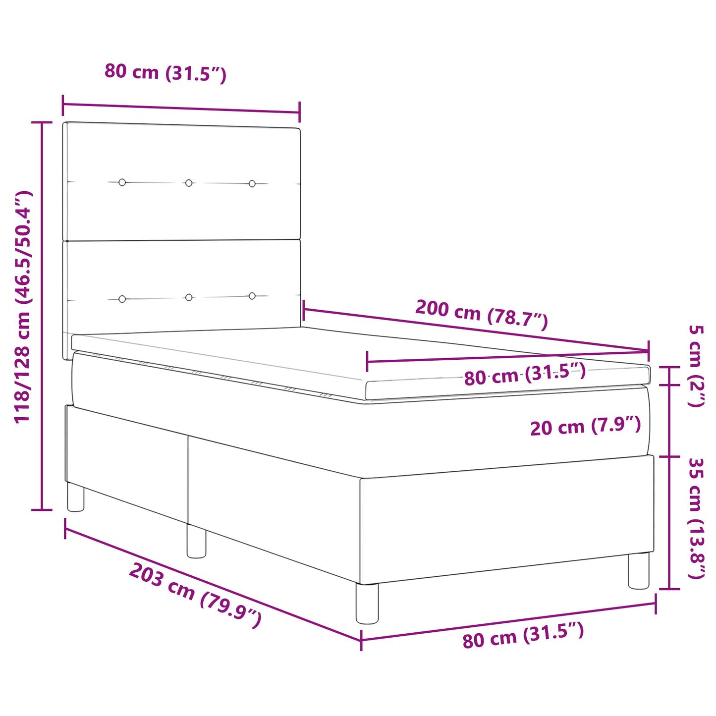 Boxspring Bed Met Matras Roze 80X200 Cm Fluweel Blauw