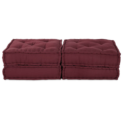 Modulaire Poefs 2 Stuks Stof Bordeauxrood 70 x 70 x 36 cm 2x lounge