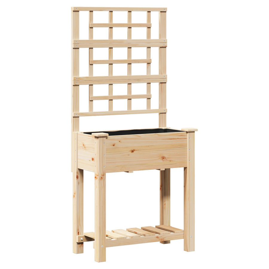 Tuinbak Met Trellis En Plank 71X37X152 Cm Massief Vurenhout 71 x 38 x 152 cm
