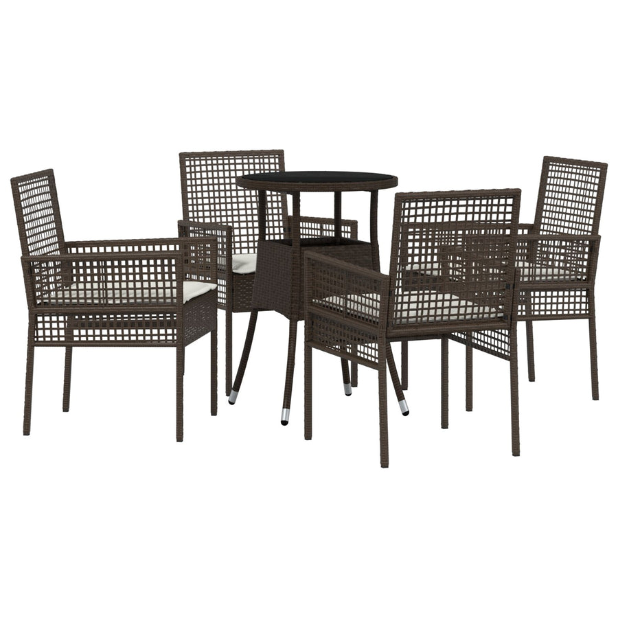 5 Delige Tuin Eetset Bruin Poly Rattan
