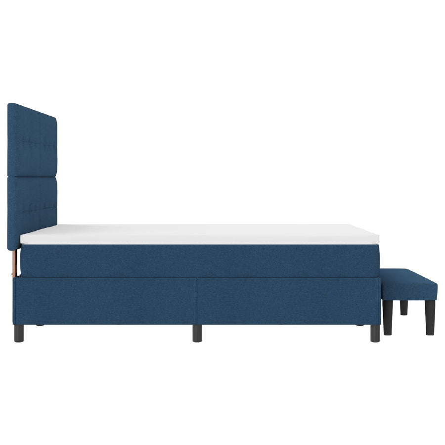 Boxspringbed Met Matras & Bank Stof Blauw 160 x 200 cm Knoop tufted