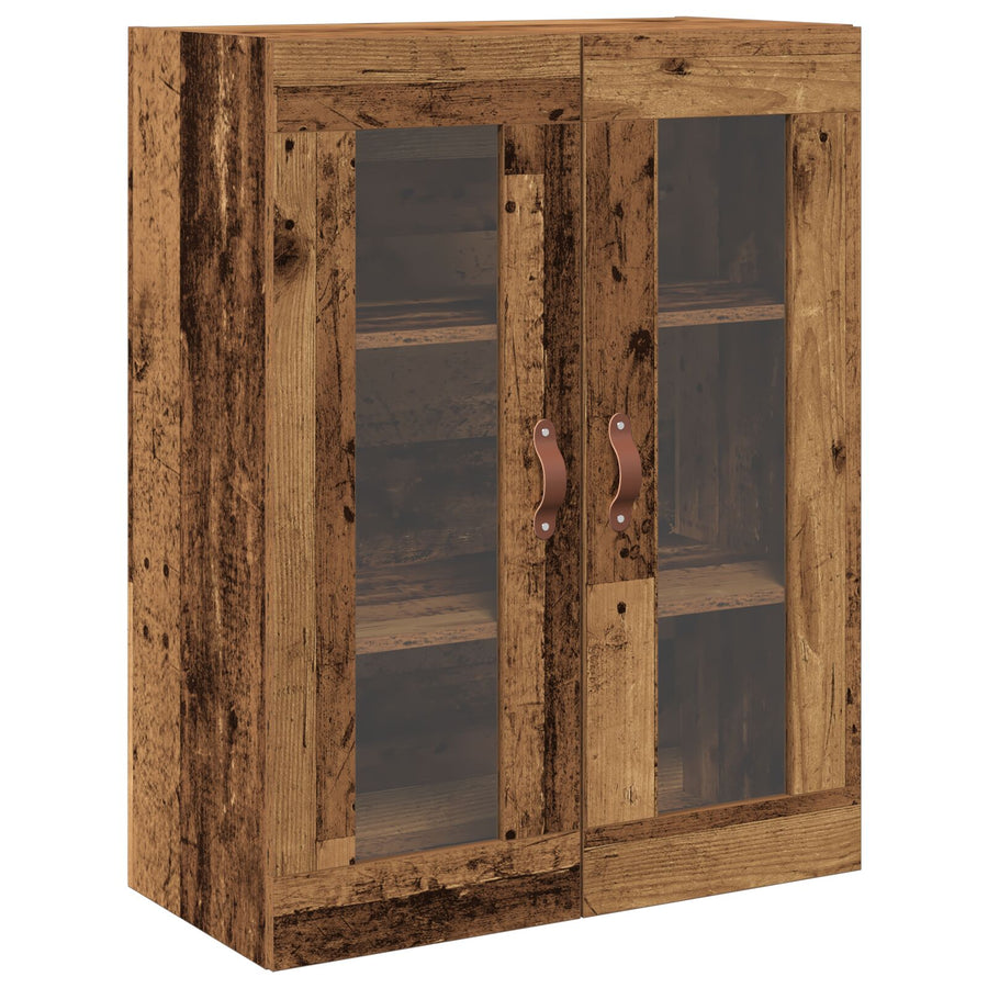 Wandkast Met Glazen Deuren Oud Hout 69,5X34X90 Cm