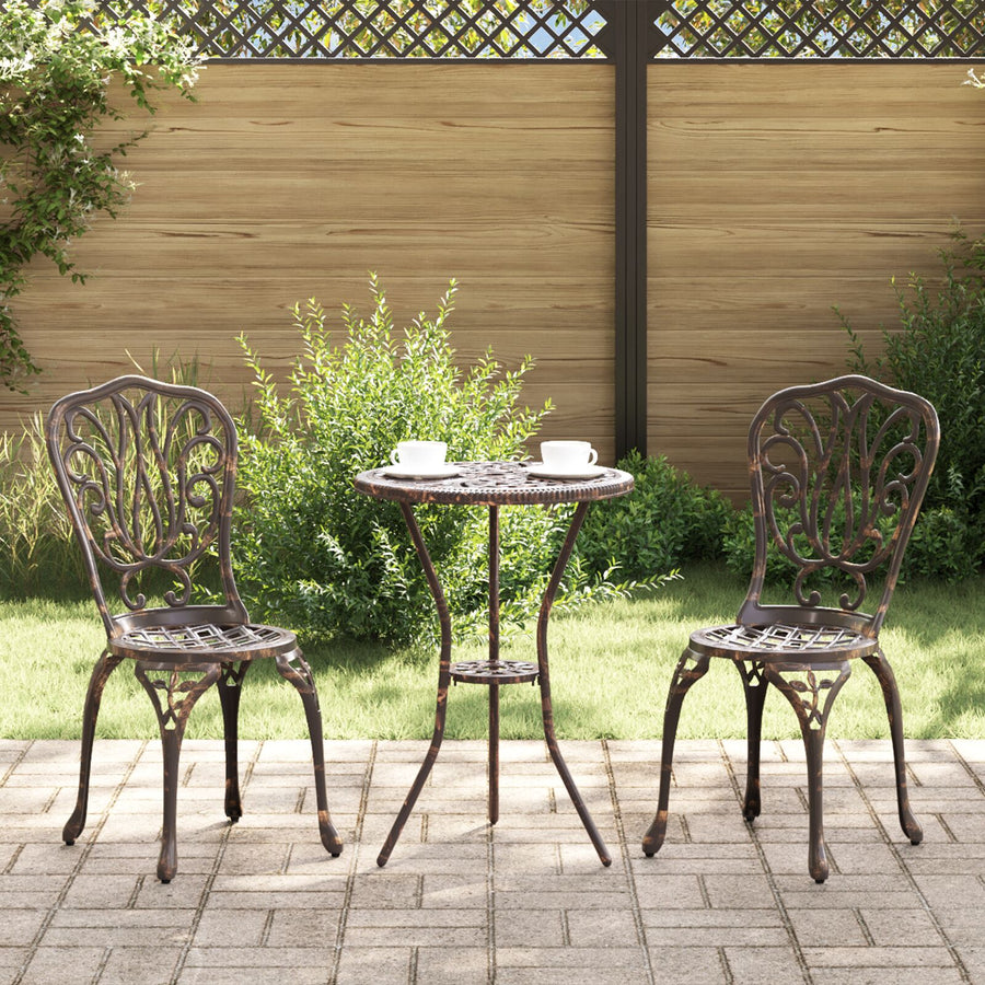 3-Delige Tuin Bistro Set Gietaluminium Brons