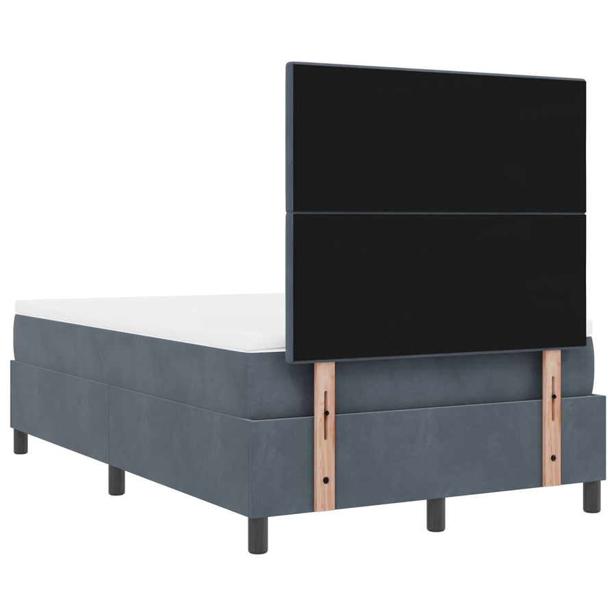 Boxspring Bed Met Matras Donkergrijs 120X200 Cm Fluweel Blauw