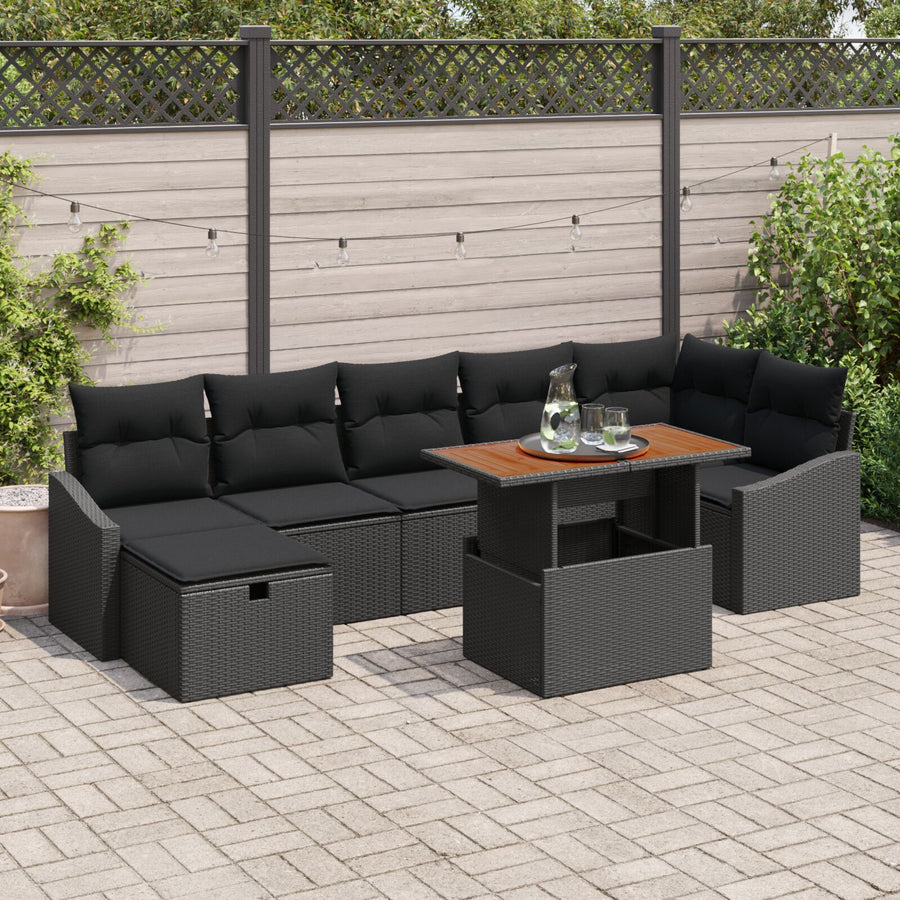 8-Delige Tuin Sofa Set Met Kussens Zwart Poly Rattan Wit
