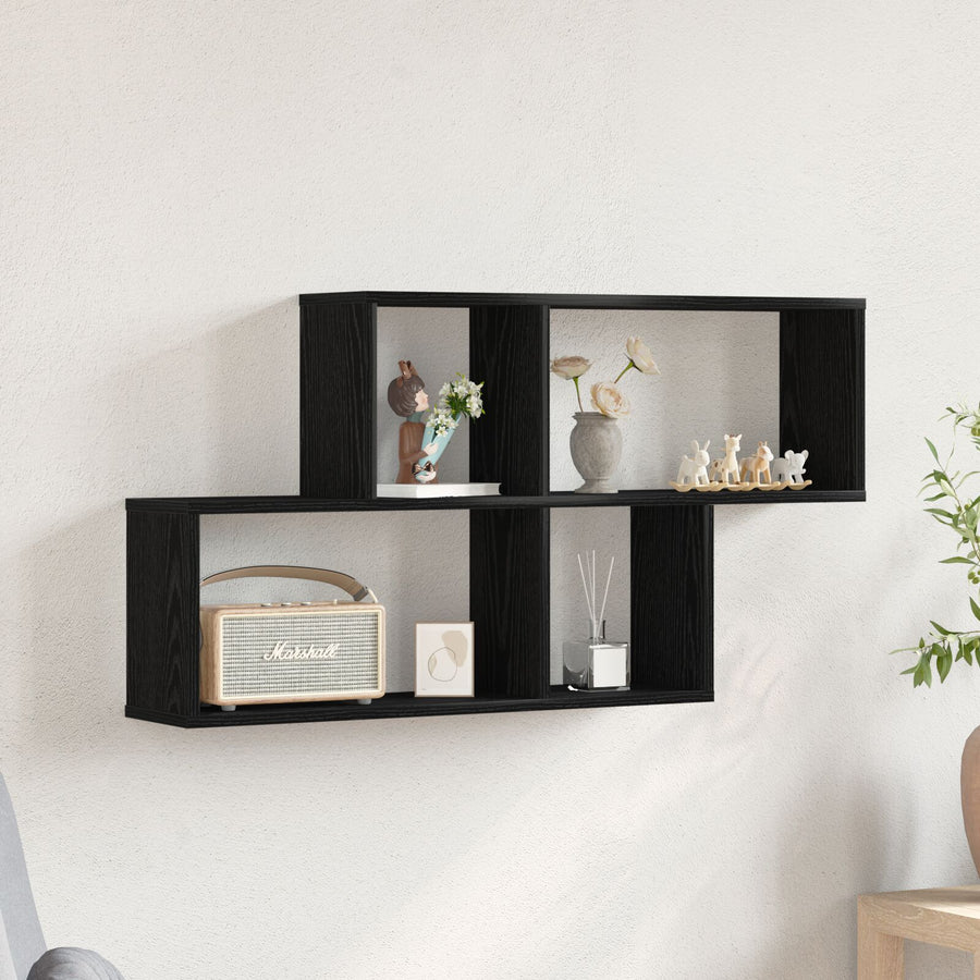 Zwarte Eiken Wandkast 76X15X53 Cm Gemaakt Van Bewerkt Hout